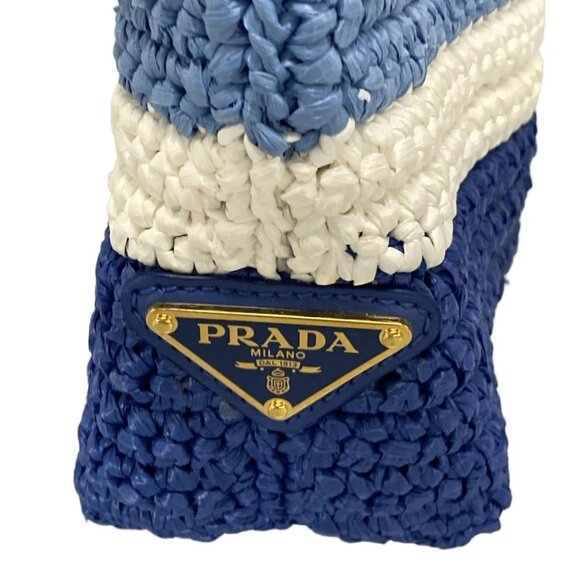 PRADA Stripe Raffia Small Tote Bag -  Multi Raffia Tote Bag 1192-050725 - Picture 8 of 14